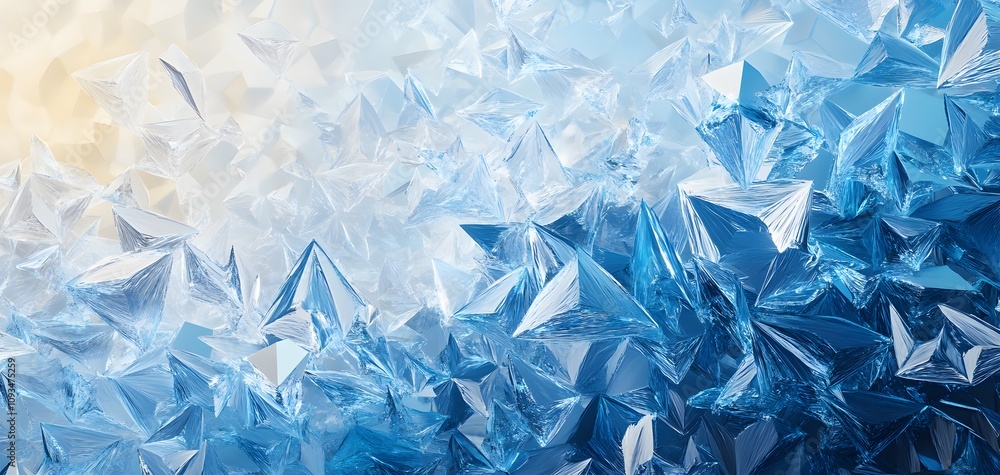 Poster abstract blue geometric pattern with triangular shapes and a smooth gradient effect.
