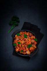 Bigos, bigus is a national Polish dish, made of cabbage and meat, stewed, homemade, no people,