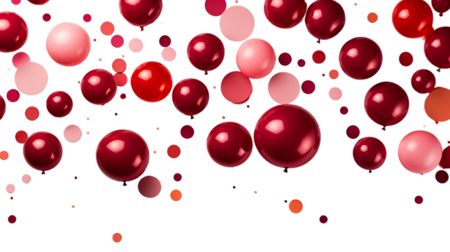 Floating red confetti in the air, adding a touch of festive flair and energy to any occasion, isolated on transparent background.
