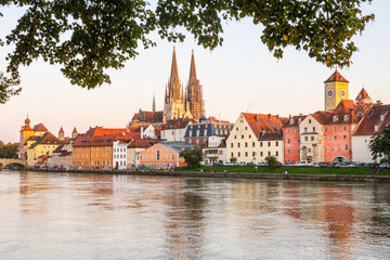 Fototapeta premium Regensburg in Germany, the old town with the Danube river