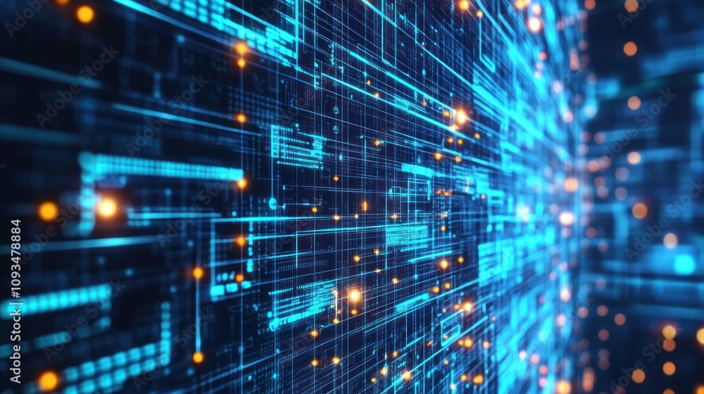 Poster Abstract Digital Data Stream Visualization Flowing Through Network