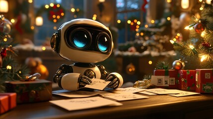 Cute AI assistant with Christmas cards