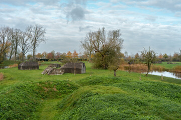 Historic bunkers at Schalkwijk, The Netherlands.