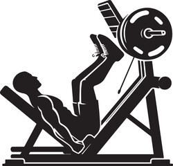 Silhouette illustration of Leg Press Machine white background