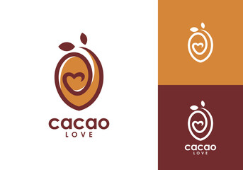 simple nature love cacao logo design vector	