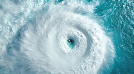 Dramatic Bomb Cyclone Swirls Over Ocean with Towering Waves