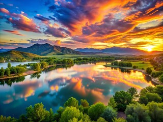 Serene Loveland Landscape at Sunset with Vibrant Colors and Scenic Views Captured Using the Rule of Thirds for a Perfect Balance in Composition and Natural Beauty