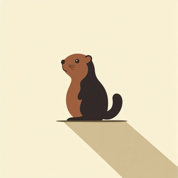 recommend clip art: Minimalist groundhog illustration with long shadow