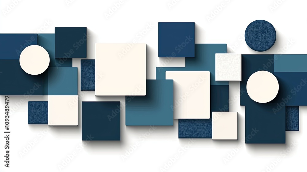 Aufkleber abstract geometric shapes in soothing blue and white tones creating a modern and artistic backdrop s