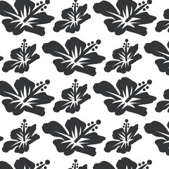 Hand drawn hibiscus floral Tropical seamless pattern. © Idee khan