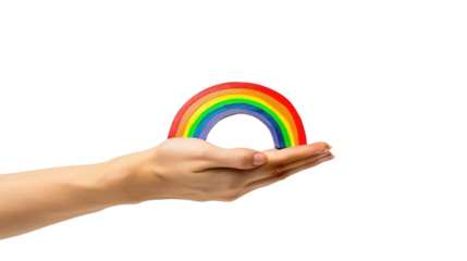 hand holding a rainbow