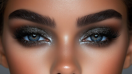 Naklejka premium Sparkling eye makeup close-up