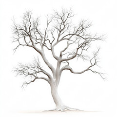 Fototapeta premium 3d tree without leaves in bad condition, isolated on white flat background