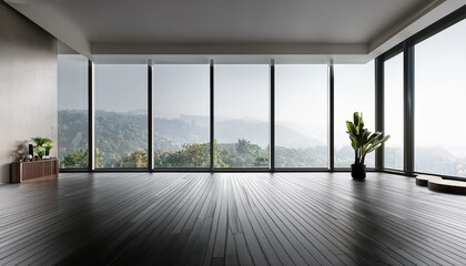Fototapeta premium Modern dark white spacious interior with mock up place. 3D Rendering.