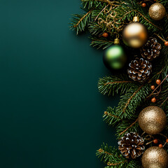 christmas theme background and copy space middle decoration christmas no text on Green background design Merry Christmas. Beatiful Life.