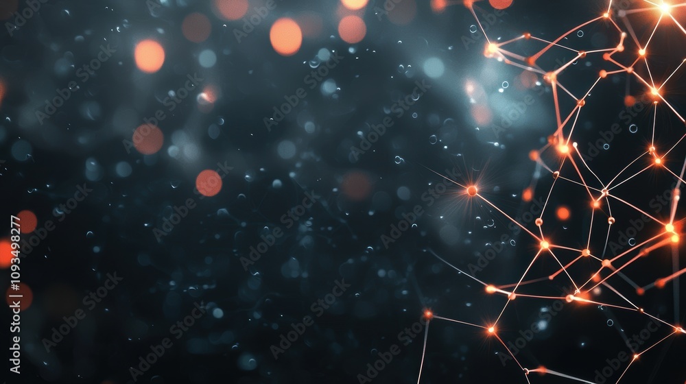 Poster a dark background with glowing data points forming intricate patterns and connections, illustrating 