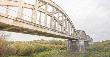 Bridge spans a river with a view of the countryside