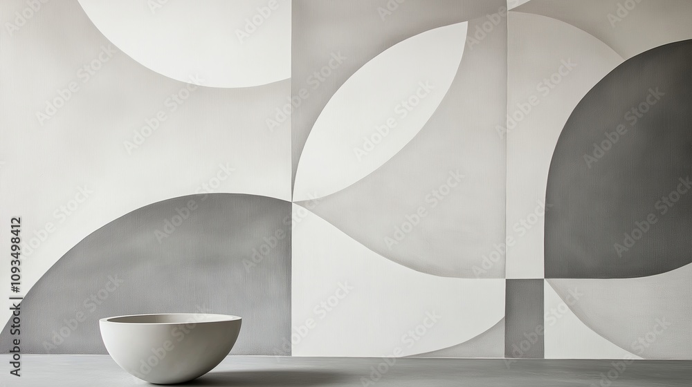 Aufkleber Minimalist Geometric Patterns in Soft Monochrome