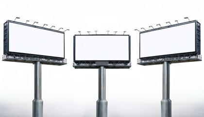 Obraz premium Three blank billboards on a white background. 3D Rendering