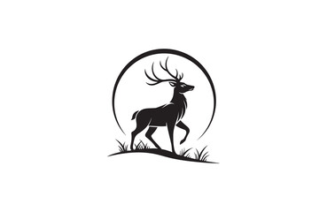 deer silhouette vector outline art illustration logo design
