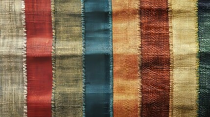 Upholstery fabric samples with vibrant colors and textures.
