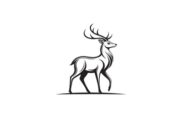 deer silhouette vector outline art illustration logo design
