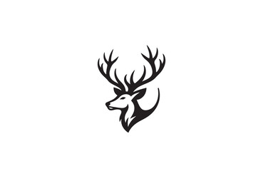 deer silhouette vector outline art illustration logo design

