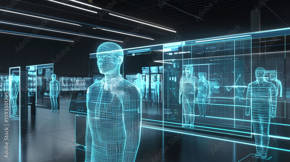 Aufkleber a security checkpoint at a government facility using facial recognition and object detection to veri