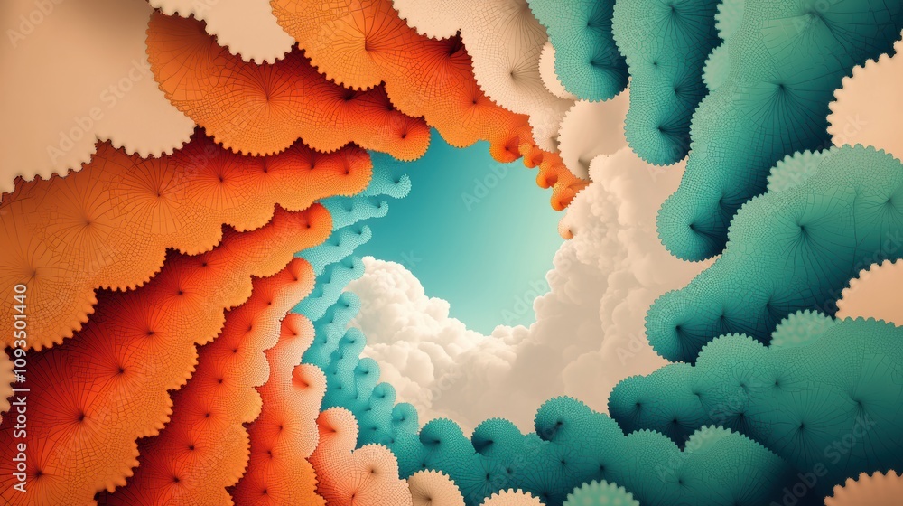 Aufkleber a mesmerizing vortex of colors and patterns, drawing the viewer eye into a complex fractal structure