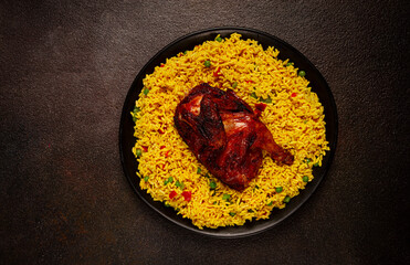 kabsa, rice with chicken, Saudi Arabian dish, national dish, homemade, no people,
