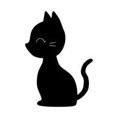 black cat sitting from the side