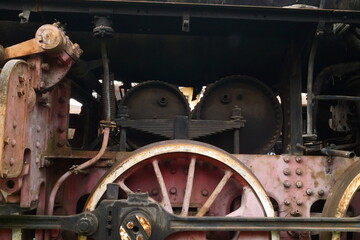 Fototapeta premium Detail - Old steam locomotive, Romania