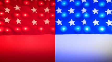 Red and Blue Star Background with Lights