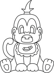 Monkey Banana Pacifier Bib Animal Vector Graphic Art Illustration