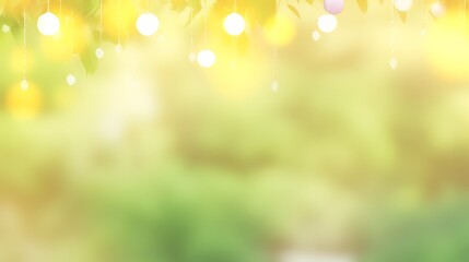 Fototapeta premium Soft Lights Hanging Among Green Summer Leaves