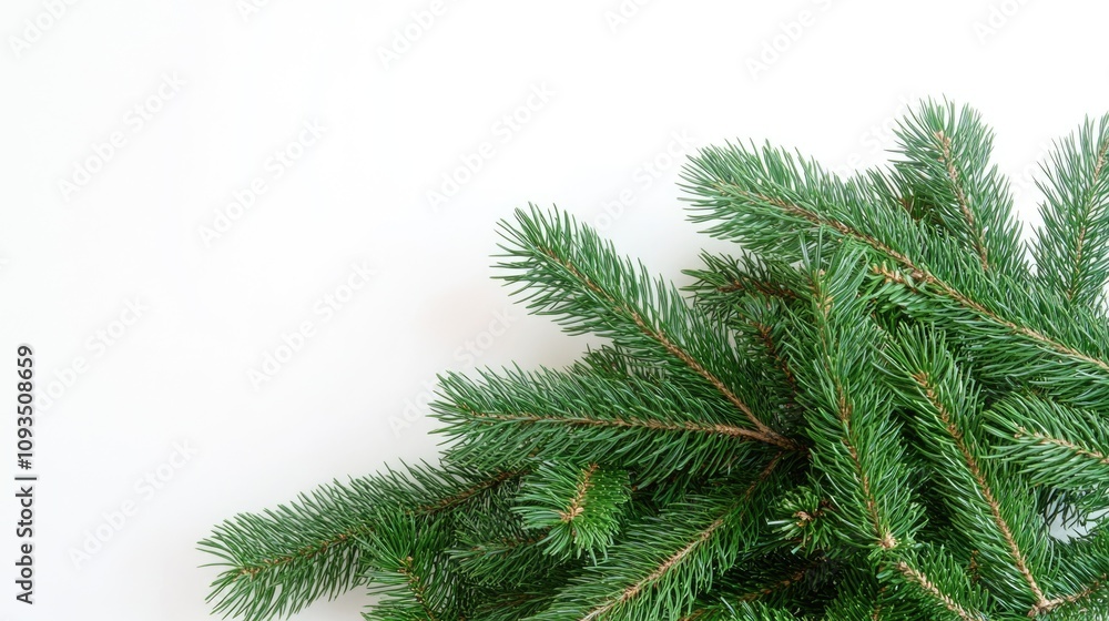 Poster Close-up shot of a pine tree branch with needles and cones