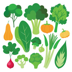 Colorful Vegetable Vector Pack  Healthy Eating and Nutrition Graphics

