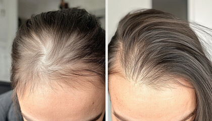 Before and after view of woman hairline enhancement