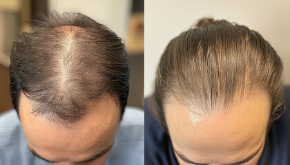 Before and after view of hairline enhancement
