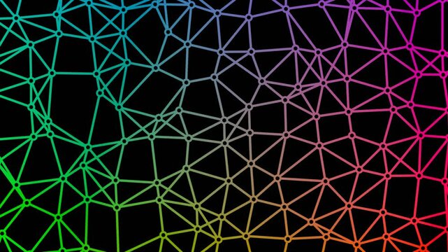 Network Nodes Connections Transparent Background Loop triangulated random connections and nodes animation
