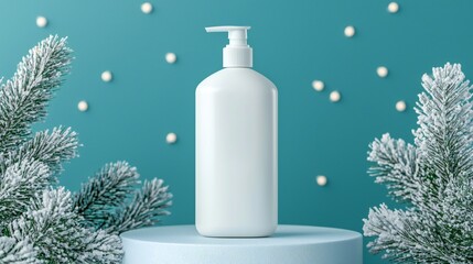 Festive Winter Soap Dispenser Mockup Product Presentation