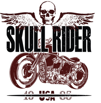 Skull Ride Vintage effect T-shirt Design