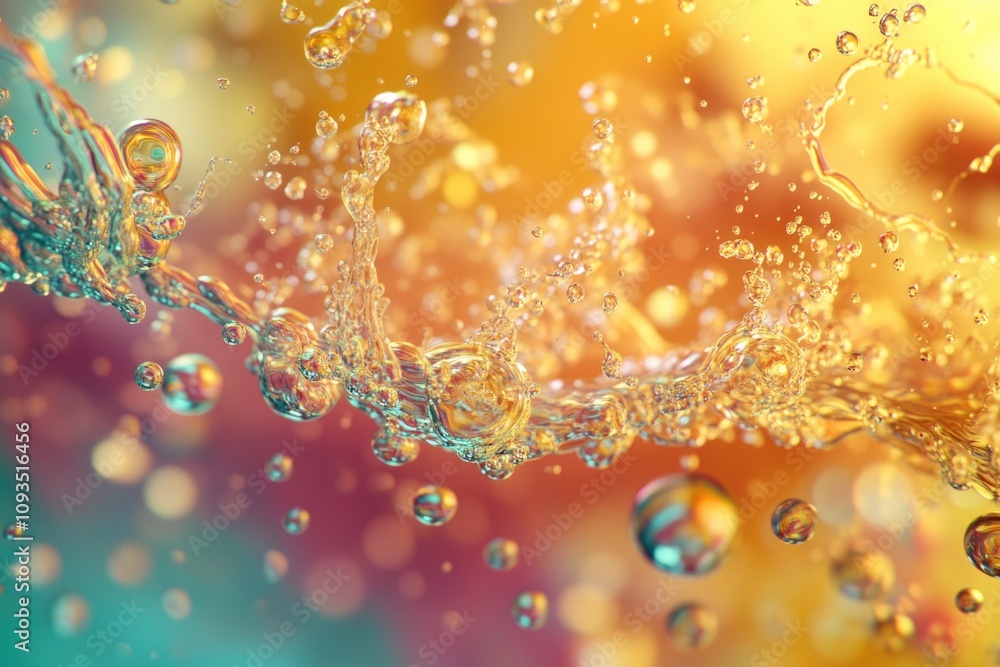Poster A collection of soap bubbles floating above each other in the air