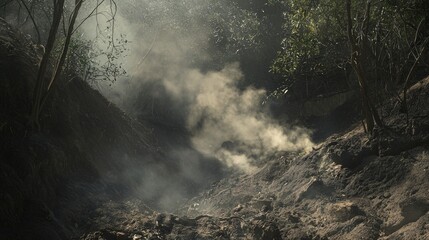 Environmental Crisis: Wildfire Devastation Linked to Climate Change with Smoke and Ash Pollution in Forest