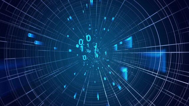 Digital Binary Data Tunnel Background Loop Flying through digital data stream of binary information
