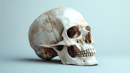 human skull, neutral background