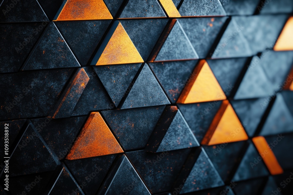 Poster a close-up view of a unique wall composed of interconnected triangles