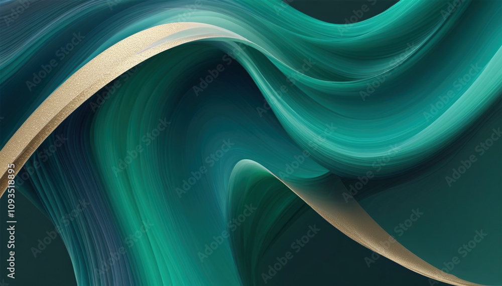 Aufkleber fluid abstract background with gradient of colors in green tones.