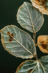 A close-up of a single leaf on a plant, showcasing its texture and veins