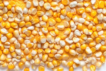 Fresh corn piled high on a white surface